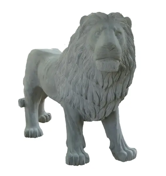Product image 2 of the product “Standing royal Lion made from riverstone. About 100cm height. ”